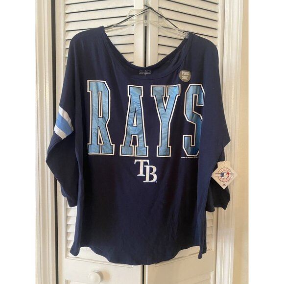 NWT Tampa Bay Rays Vintage MLB Women's 3/4 Sleeve T Shirt size 1XL Blue - Picture 1 of 9